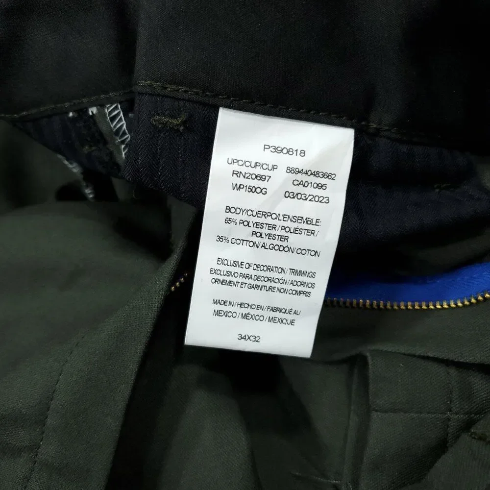 Dickies Slim Fit Tapered Twill Flex Green Work Pants Men's Size 34 x 32